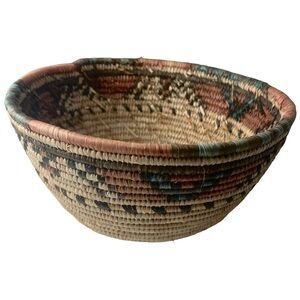 Hand Woven Coiled Bowl Basket Boho Vintage Nigerian Hausa Tribal South Western